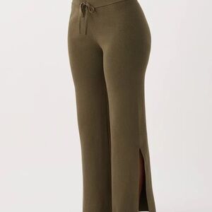 ARCAA Organic Cotton Olive Knit Wide-Leg Drawstring Pants